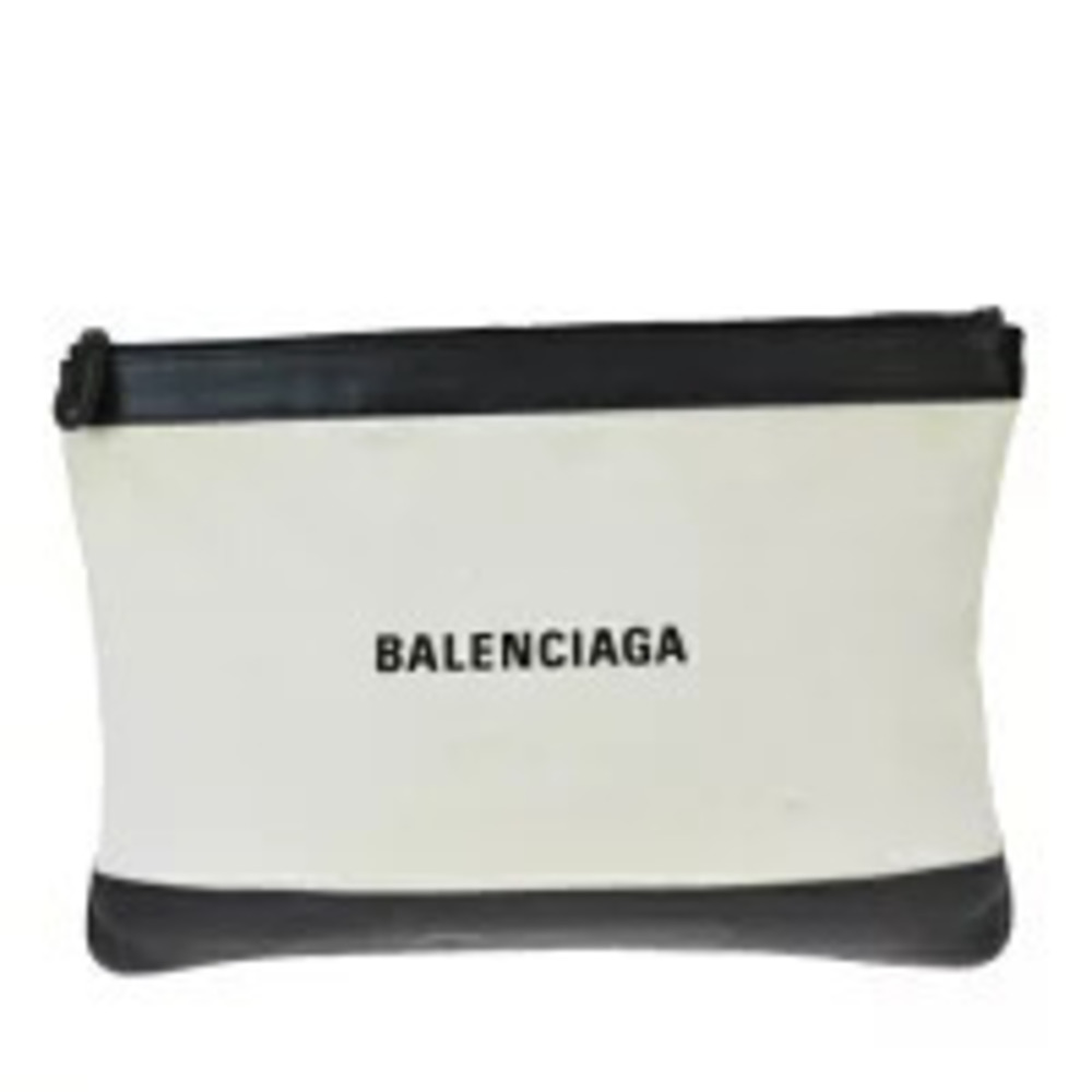 Balenciaga Clutch Bag Black Canvas Leather